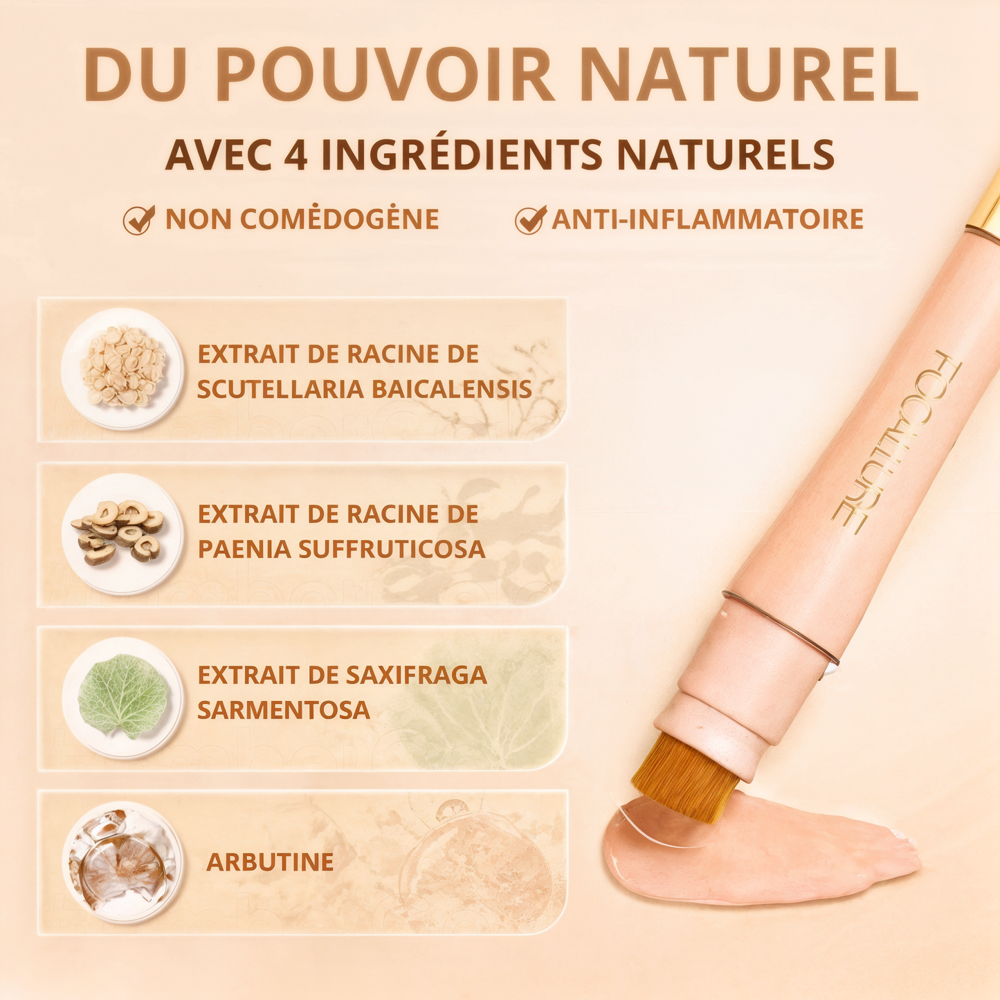 Focallure Correcteur 2‑en‑1 Anti‑rides, Sans Effet Plâtre, Tenue Longue Durée.